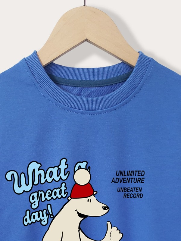 Toddler Boys Christmas Slogan & Cartoon Graphic Pullover SHE