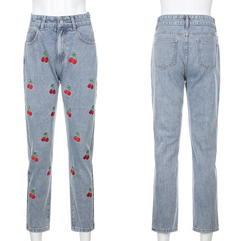 Women' Jeans Women Mom Fashionova Denim Pants Capris Fruit Cherry Print Design Ladies Aesthetic Trousers High Waist Street Trend Autumn, Blue
Women' Jeans Women Mom Fashionova Denim Pants Capris Fruit Cherry Print Design Ladies Aesthetic Trousers High Waist Street Trend Autumn, Blue