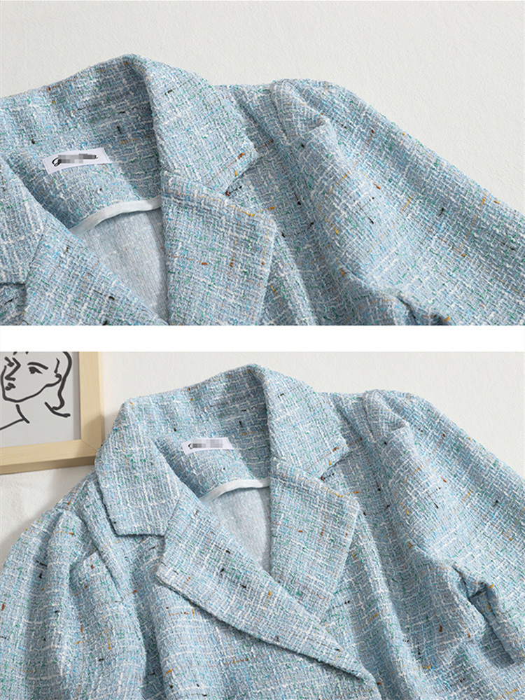 Temperament Allmatch Small Fragrant T Short Coat Jacket Women Lapel Doublebreasted Shortsleeved Crop Top Summer 220611