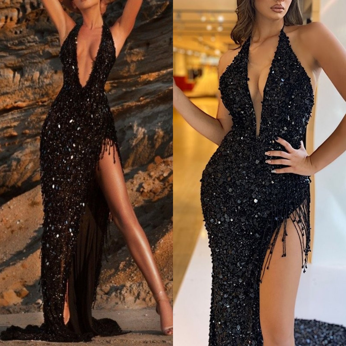 Sexy Black Sequined Mermaid Prom Dresses Luxury Beading High Side Split V Neck Women Gowns Formal Evening Dress, Hunter green
Sexy Black Sequined Mermaid Prom Dresses Luxury Beading High Side Split V Neck Women Gowns Formal Evening Dress, Hunter green