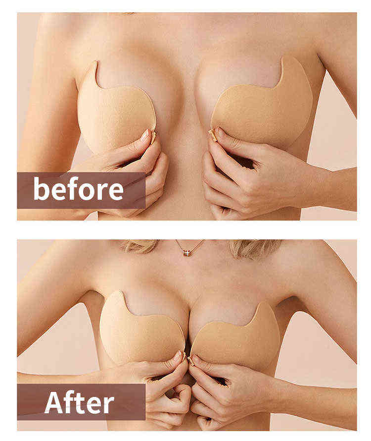 5PC Invisible Push Up Bra Backless Strapless Bra Seamless Front Closure Bralette Underwear Women Self-Adhesive Silicone Sticky BH Y220725