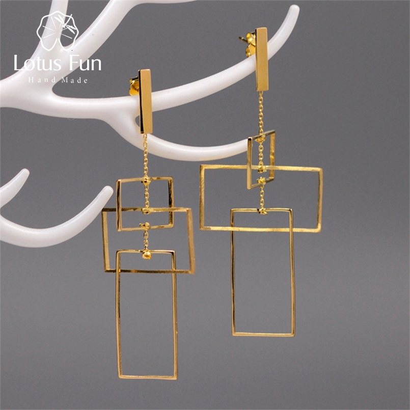 Lotus Fun Real 925 Sterling Silver Fine Jewelry Fashion Elements 18K Gold Geometic Rectangular Design Dangle Earrings for Women CJ191205
Lotus Fun Real 925 Sterling Silver Fine Jewelry Fashion Elements 18K Gold Geometic Rectangular Design Dangle Earrings for Women CJ191205