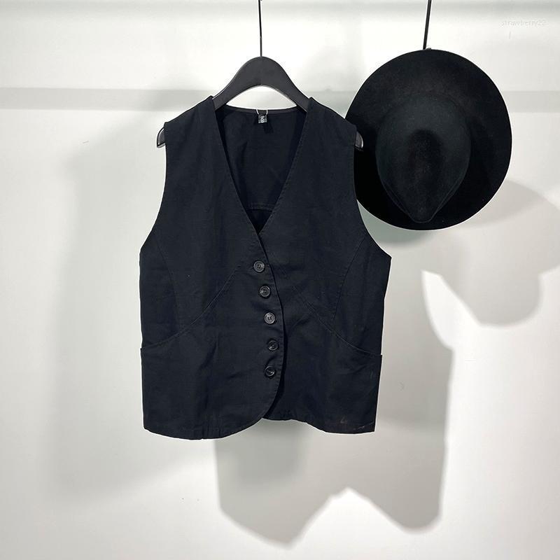 Men' Vests Dark Black Designer Loose Personality Fashion Short Vest Japanese Casual Simple Irregular Sleeveless Coat Stra22
Men' Vests Dark Black Designer Loose Personality Fashion Short Vest Japanese Casual Simple Irregular Sleeveless Coat Stra22