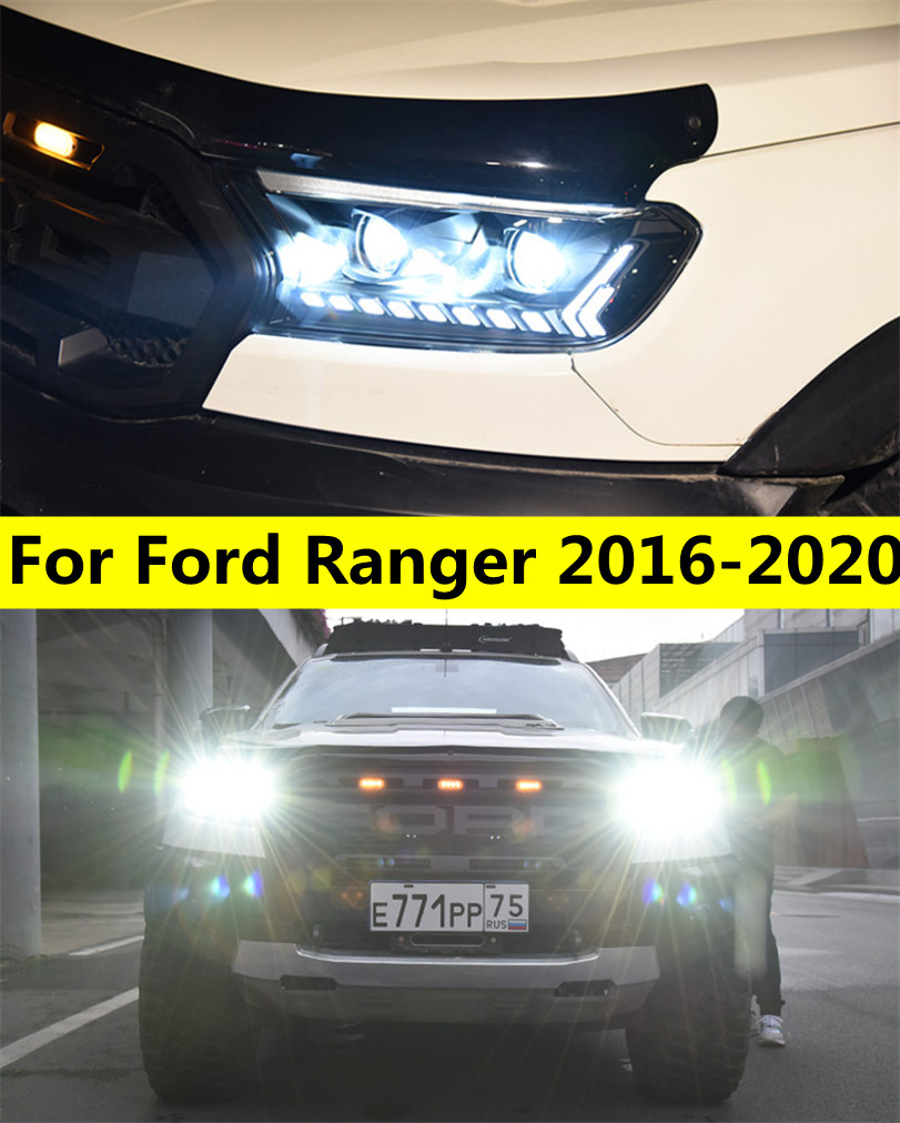 All LED Light For Ford Ranger LED Headlight 16-20 Everest T7 Car Parts Headlights Turn Signal High Beam Daily Lights