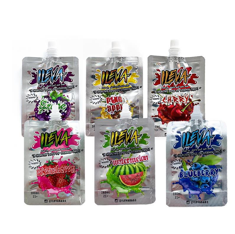 600mg Nozzle juice bag with bottle cap ILEVA blueberry watermelon cherry smell proof Suction nozzle mylar bags Beverage liquid packs
600mg Nozzle juice bag with bottle cap ILEVA blueberry watermelon cherry smell proof Suction nozzle mylar bags Beverage liquid packs