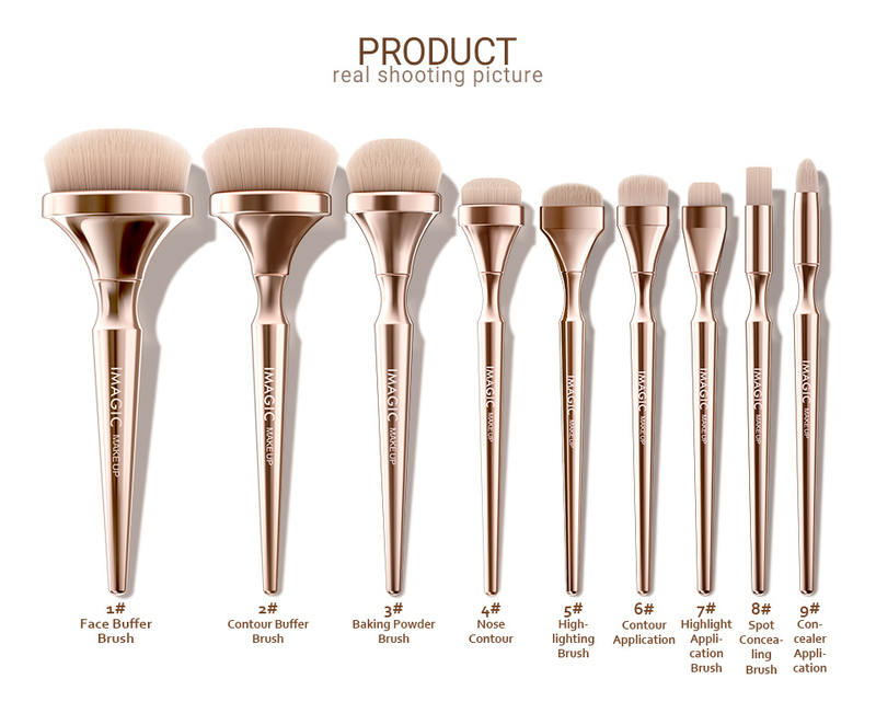 9Pcs makeup brushes set Gold handle for Foundation Powder make up brushes pincel maquiagem kabuki brush beauty tools 220623