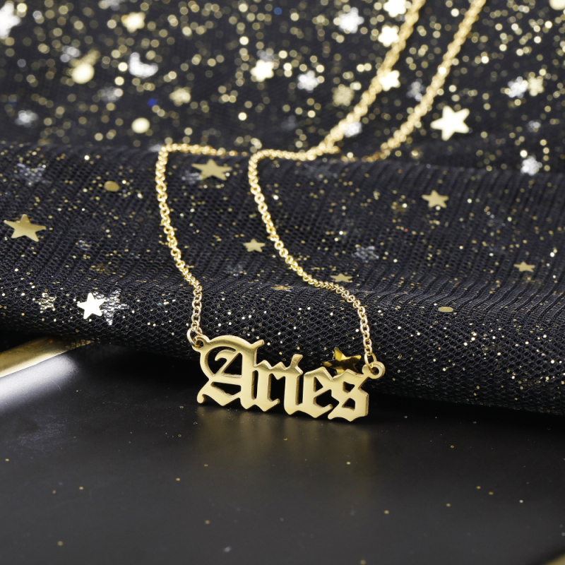 New Arrival Stainless Steel Zodiac Pendant Necklace Astrology Horoscope Charm Jewelry