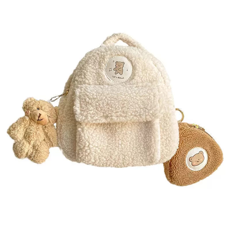 Small Bear Backpack Bags Women New Fashion Plush College Style Cute Backbag Portable Schoolbag Kavaii Casual Girls Mini Bag Instrument Bags & Cases (F