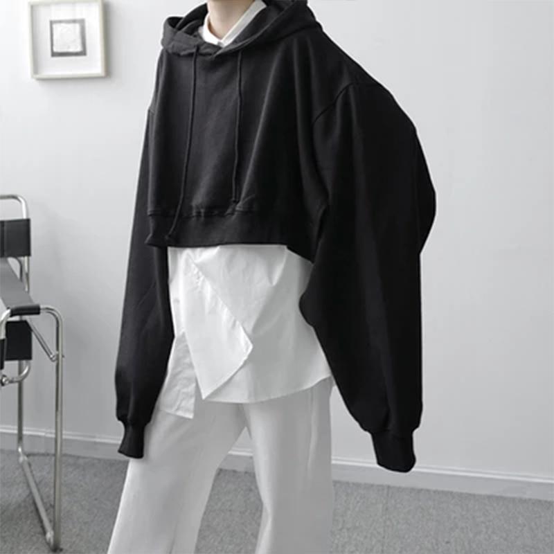 Men' Hoodies & Sweatshirts Fake Two-Piece Loose Hoodie Fashion Trend Short Sleeve Split Casual Neutral Sweater, Black
Men' Hoodies & Sweatshirts Fake Two-Piece Loose Hoodie Fashion Trend Short Sleeve Split Casual Neutral Sweater, Black