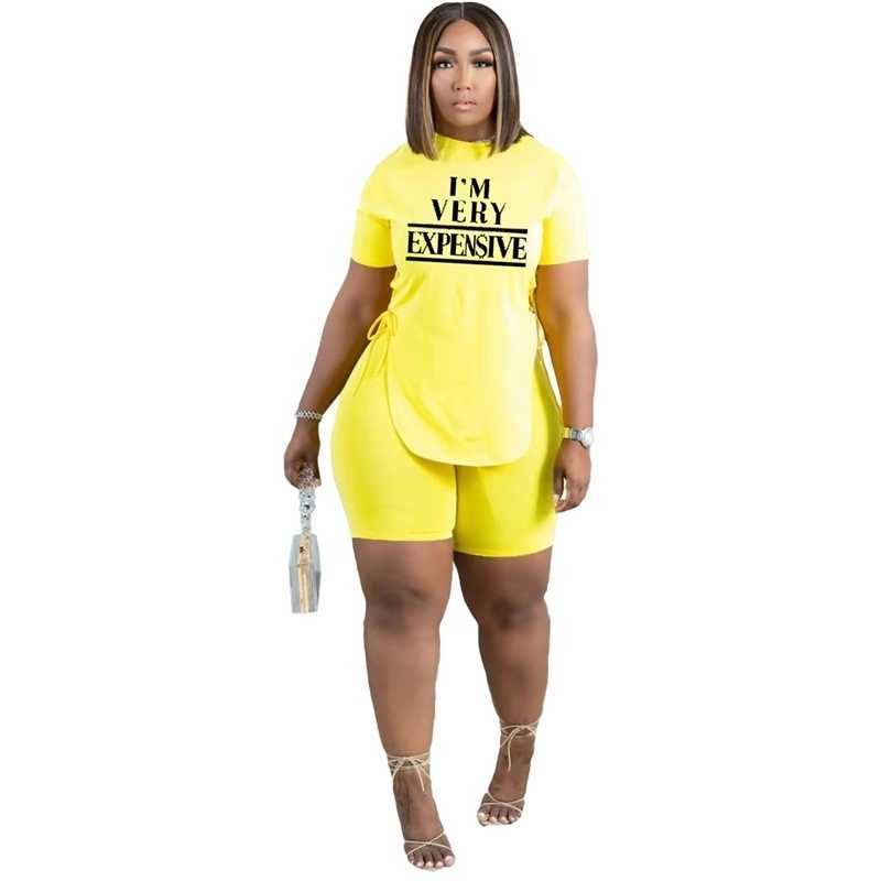 Plus Size Summer Women Tracksuits Solid T-shirt + short Pants Ripped Jogger Suits 2 PCS Sets Letter Printed Outfits S-4XL Designer Clothing