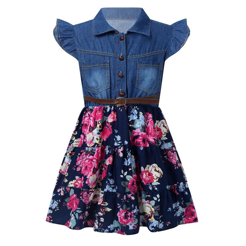 Girl's Dresses Kids Girls Summer Flying Sleeve Front Button Closure Denim Bodice Floral Print Above Knee Length A-line Casual Fashion DressG, Black
Girl's Dresses Kids Girls Summer Flying Sleeve Front Button Closure Denim Bodice Floral Print Above Knee Length A-line Casual Fashion DressG, Black