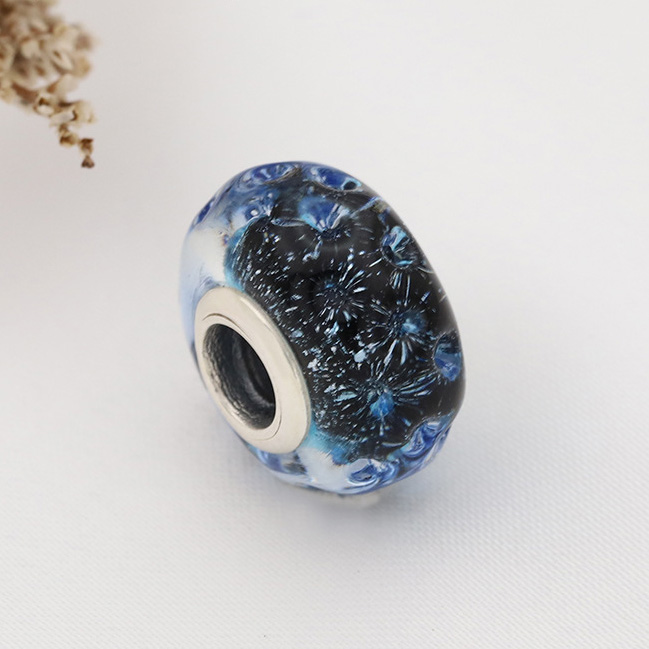 New Trendy 925 Sterling Silver Blue Murano Glass Ocean Mermaid Wine Beads For Jewelry Making Pendant Perfect For S925 Snake Charm Bracelet