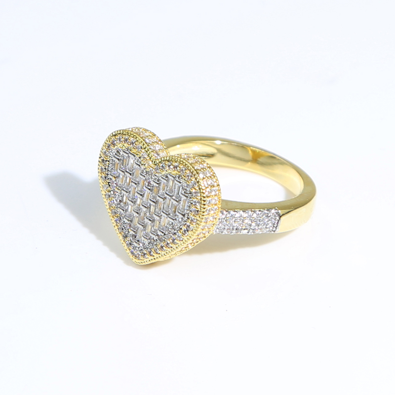 Gold Plated Iced Out Bg for Men & Women - Micro Paved Cubic Zirconia Hip Hop Band Ring