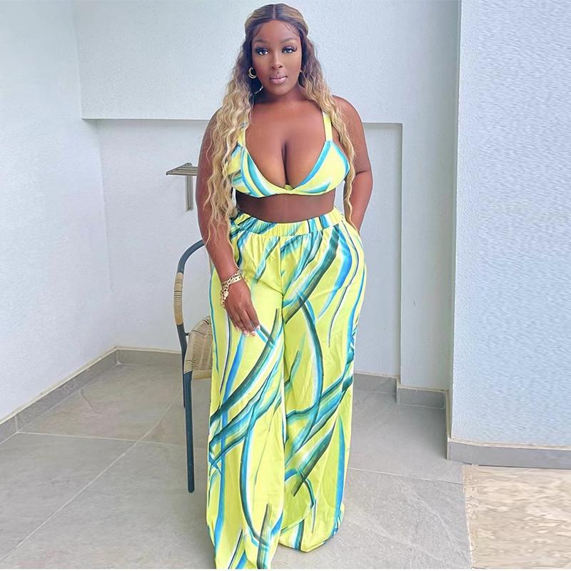 Women's Plus Size Tracksuits Print Two Piece Suit For Women Suspender Backless Bandage Crop Top Loose Wide Leg PantsWomen's, Yellow
Women's Plus Size Tracksuits Print Two Piece Suit For Women Suspender Backless Bandage Crop Top Loose Wide Leg PantsWomen's, Yellow