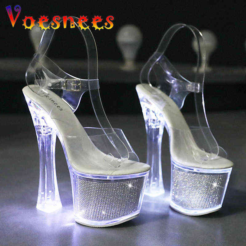 Light Up Glowing LED Stripper Shoes Women Luminous Clear Transparent Star Platform Sandals Summer 17.5CM Sexy Crystal High Heels Y220421, As picture shown
Light Up Glowing LED Stripper Shoes Women Luminous Clear Transparent Star Platform Sandals Summer 17.5CM Sexy Crystal High Heels Y220421, As picture shown