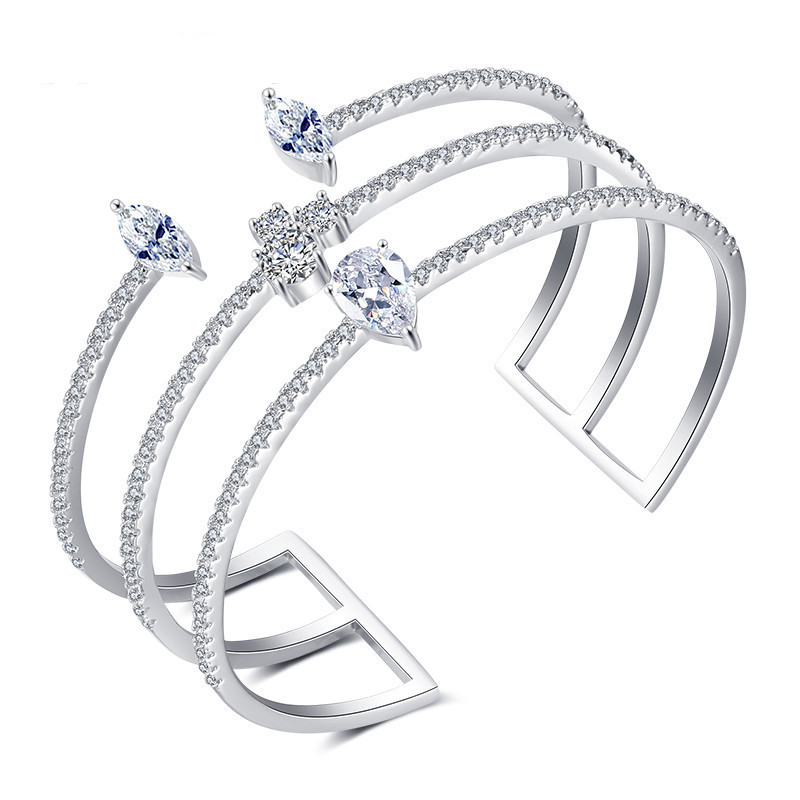 Fashion AAA Cubic Zirconia cuff designer Opening Adjustable love bracelet for woman Luxury Copper Bangle Jewelry Rose Gold Silver Charm Bracelets Gift