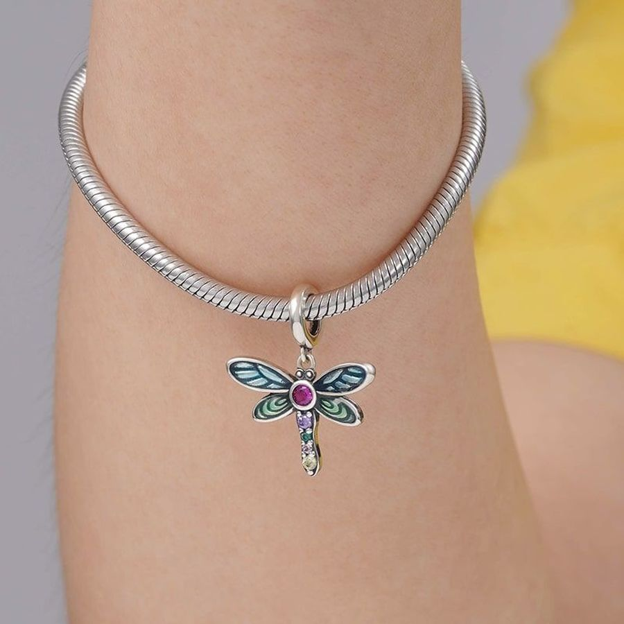 925 Sterling Silver Dangle Charm Purple Sister Mum Nan Dangle Butterfly Love Bead Fit Charms Bracelet DIY Jewelry Accessories