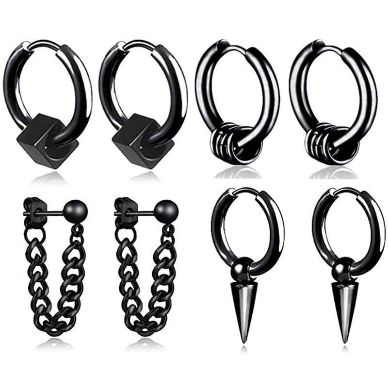 Hoop & Huggie Pairs Stainless Steel Punk Hip Hop Rock Gothic For Teen Small Earrings Men Women With Cross Ball Chain Dangle CharmsHoop
Hoop & Huggie Pairs Stainless Steel Punk Hip Hop Rock Gothic For Teen Small Earrings Men Women With Cross Ball Chain Dangle CharmsHoop