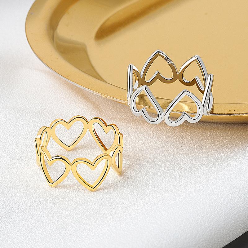 Cluster Rings Good-looking S925 Sterling Silver Ring Aesthetic Heart Hollowout Gold Plated Not Allergic Opening Loop KofoCluster ClusteClust
Cluster Rings Good-looking S925 Sterling Silver Ring Aesthetic Heart Hollowout Gold Plated Not Allergic Opening Loop KofoCluster ClusteClust