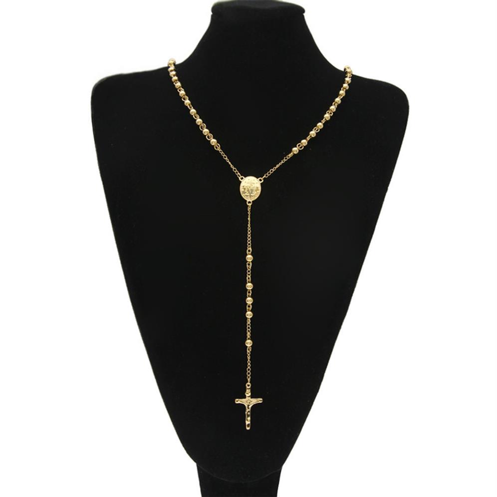 Gold Stainless Steel Bead Chain Jesus Christ Cross Pendant Rosary Long Necklace Mens Womens Hip hop Jewelry297l
Gold Stainless Steel Bead Chain Jesus Christ Cross Pendant Rosary Long Necklace Mens Womens Hip hop Jewelry297l