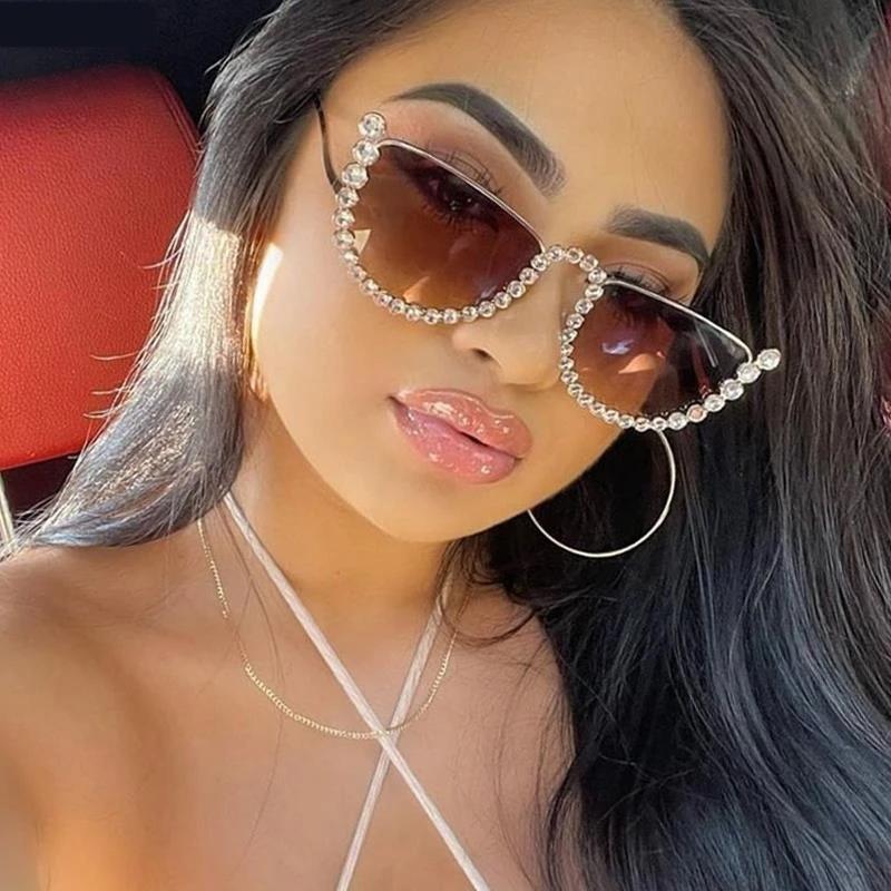 Sunglasses Fashion Tea Half Frame Women Design Metal With Diamonds Colorful Gradient Sun Glasses Oculos UV400SunglassesSunglasses
Sunglasses Fashion Tea Half Frame Women Design Metal With Diamonds Colorful Gradient Sun Glasses Oculos UV400SunglassesSunglasses