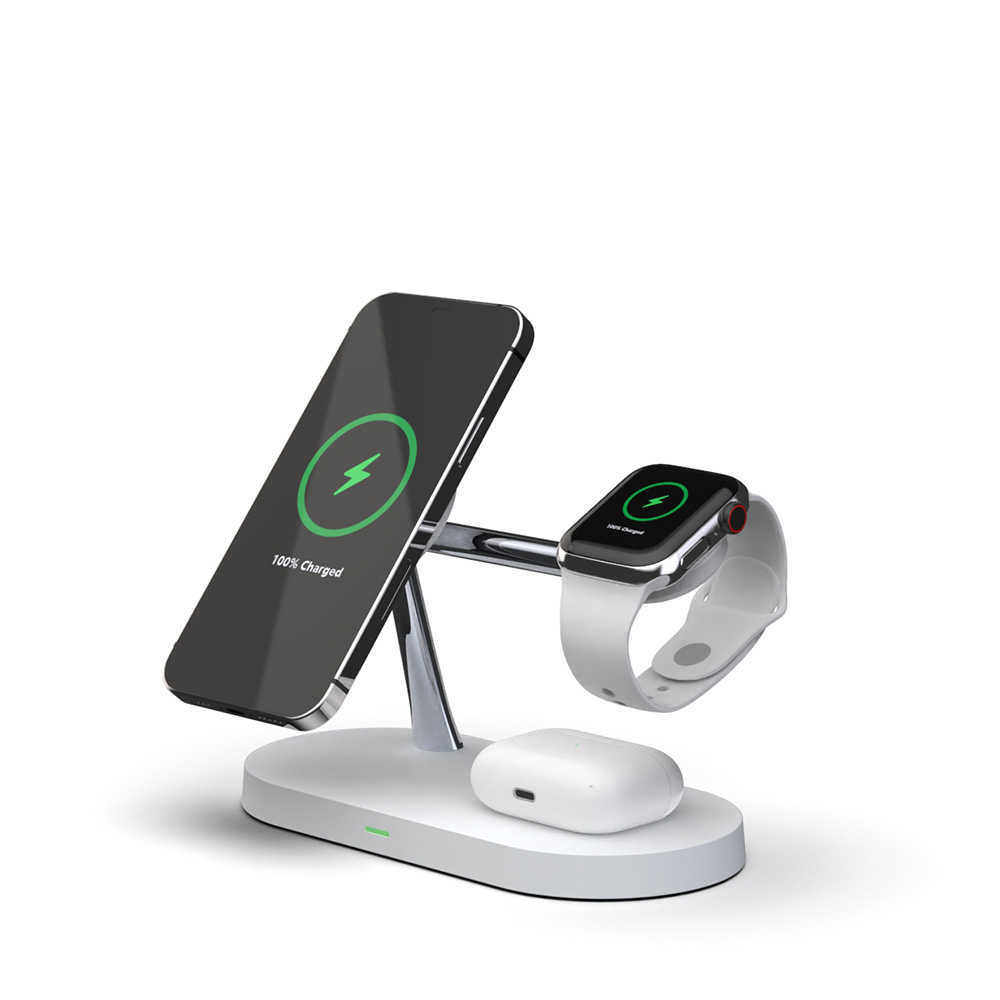 15W Fast Charging Stand 5 In 1 Magnetic Wireless Charger Station For IPhone 12 Pro Max Airpods Apple Watch 6 SE 4 3 2 Magnet Charg
