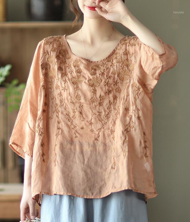 Women's T-Shirt 21Vintage Tshirts Women Summer Embroidery Floral Loose Half Sleeve Female Fashion Tops Ramie, Blue
Women's T-Shirt 21Vintage Tshirts Women Summer Embroidery Floral Loose Half Sleeve Female Fashion Tops Ramie, Blue