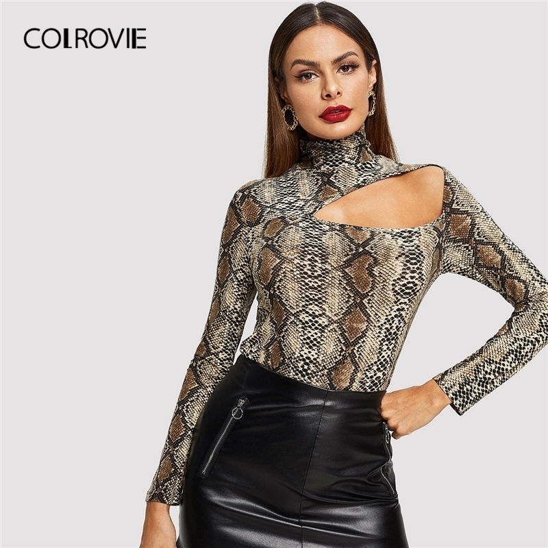 COLROVIE Cut Out Front Snake Skin Print Fitted Casual TShirt Women Spring Fashion Long Sleeve Korean Tops Office Lady Tees Y200109, Multi
COLROVIE Cut Out Front Snake Skin Print Fitted Casual TShirt Women Spring Fashion Long Sleeve Korean Tops Office Lady Tees Y200109, Multi