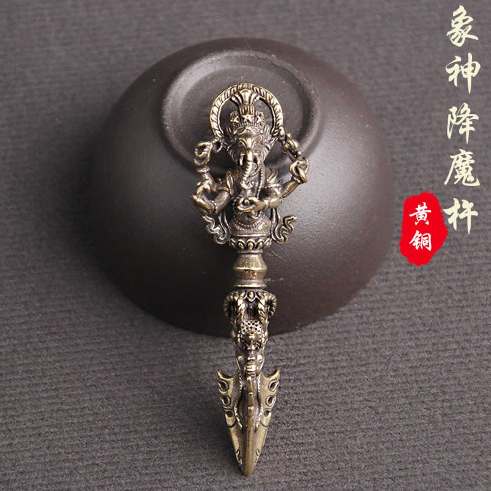 

Brass Made Old Thai Elephant God Subduing Devil Pestle Key Chain Pendant Tibetan Tantric Dharma Exorcism Bronze RDTI