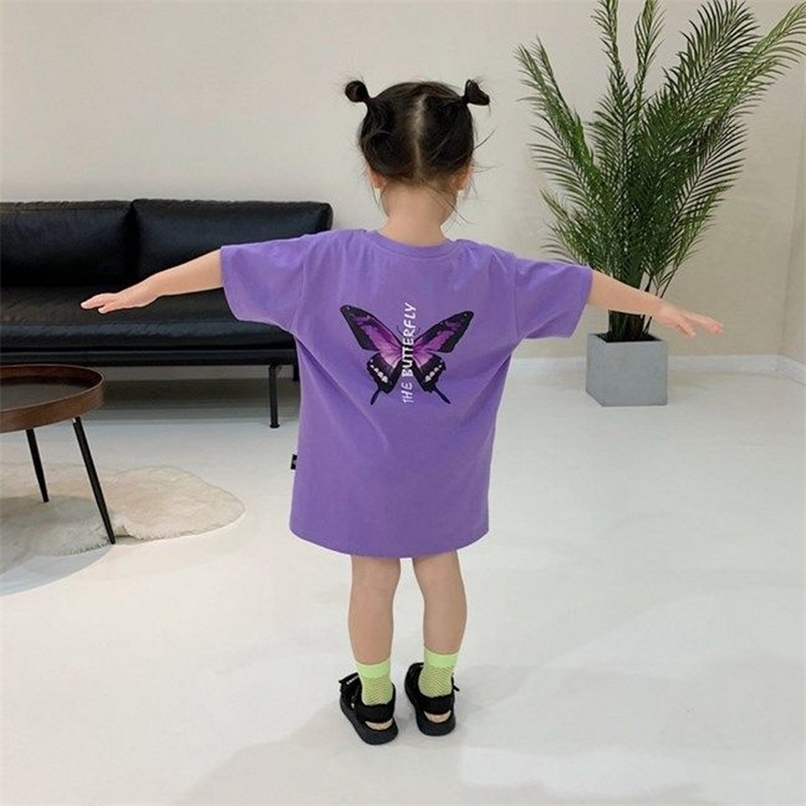 Parent child Short sleeved T shirt Skirt Mother And Women Summer Purple Dress Mom Baby 220614