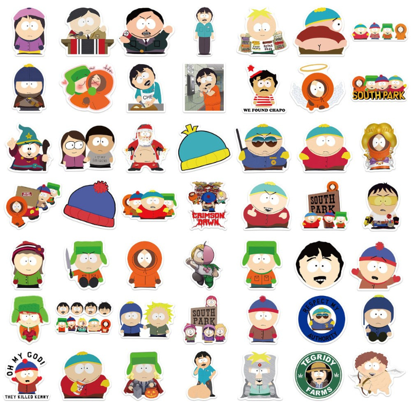 50Pcs South Park cartoon figure stickers Graffiti Kids Toy Skateboard Phone Laptop Luggage Sticker Decals