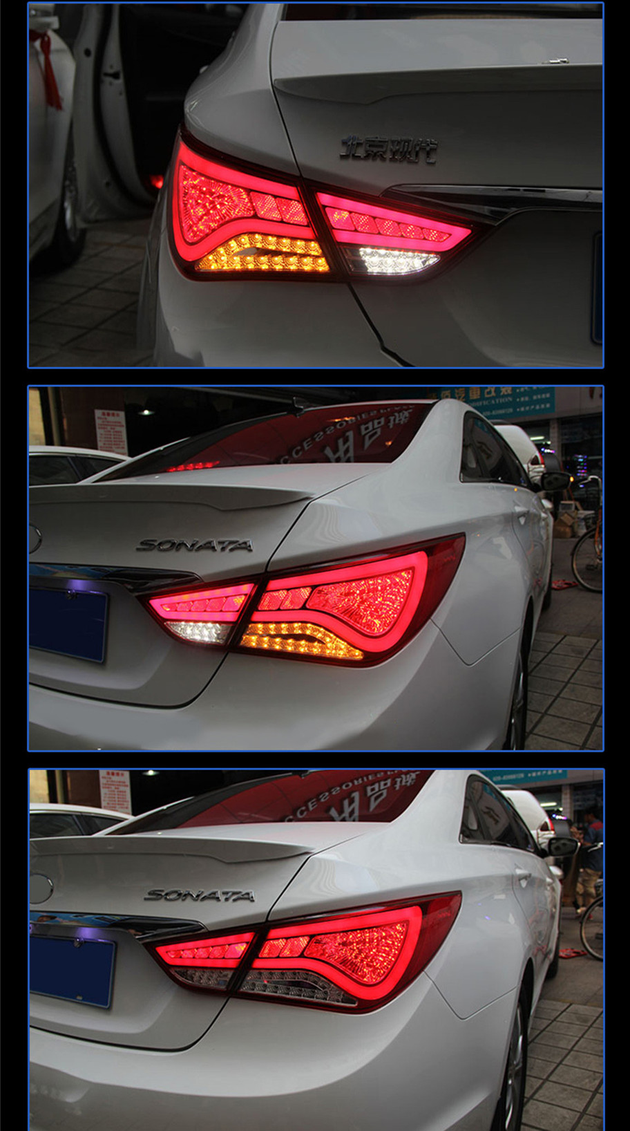 Car Tail Lights Assembly For Sonata 8 LED Turn Signal Lights 2011-16 Hyundai Brake Running Reverse Light