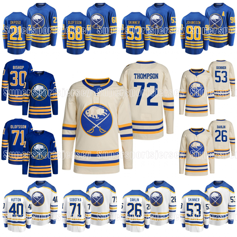 Sabres Tage Thompson Buffalo 2022 Heritage Classic Hockey Jerseys Rasmus Dahlin Jeff Skinner Victor Olofsson Kyle Okposo Ben Bishop Dylan Cozens Alex Tuch, Men away white
Sabres Tage Thompson Buffalo 2022 Heritage Classic Hockey Jerseys Rasmus Dahlin Jeff Skinner Victor Olofsson Kyle Okposo Ben Bishop Dylan Cozens Alex Tuch, Men away white