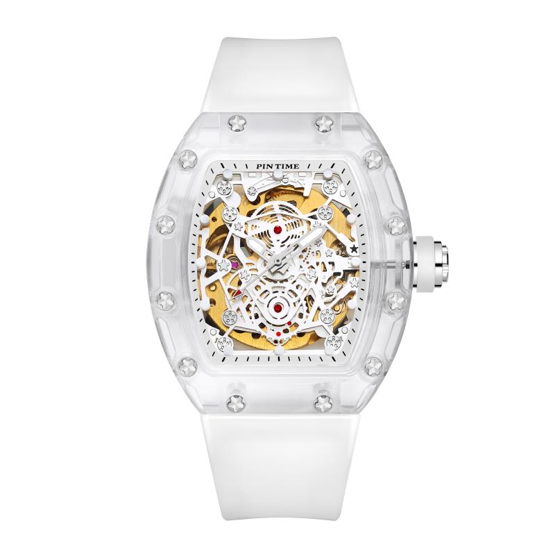 Wristwatches Luxury Men's Watch PINTIME Mechanical Silicone Automatic Skeleton TransparentWristwatches, White
Wristwatches Luxury Men's Watch PINTIME Mechanical Silicone Automatic Skeleton TransparentWristwatches, White