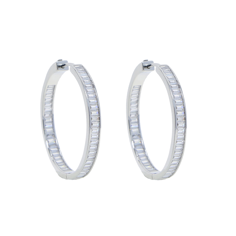 New Styles 37mm Round Cubic Zircon Hoop Earring With Gold Silver Plated engagement Wedding Earrings For Women Lady Luxury Jewelry Wholesale