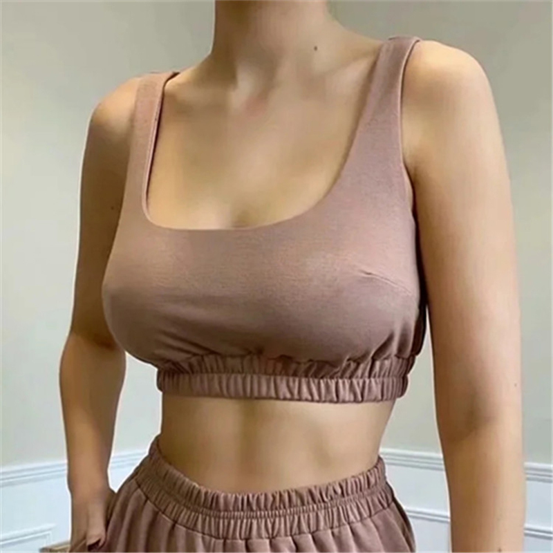 Summer Womens Short Sleeve Two Piece Loungewear Set Solid Color Athleisure Casual Outfits Tank Biker Shorts and Cropped Top Sets 220606