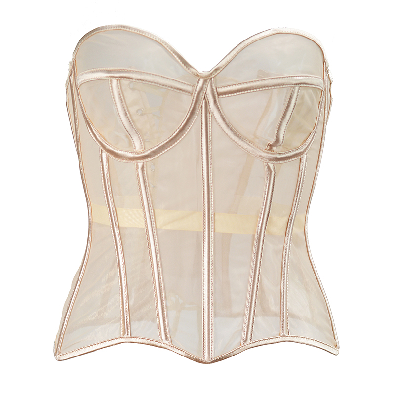 Women Ultra Lightweight Sexy Mesh Bridal Corset Bustier Spring New Goth Casual Vintage Slim Body Belts Streetwear See Through Corset XXS-5XL