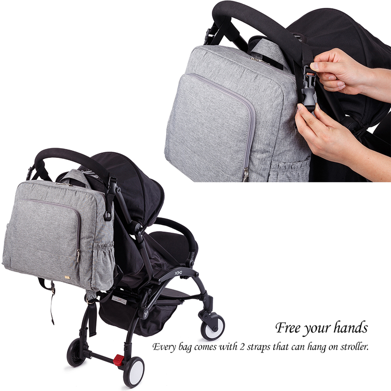 Soboba Large Gray Diaper Bag Fashion Waterproof Multi-functional Diaper Backpack Nursing Changing Bag for Baby Care Stylish Bag 220514