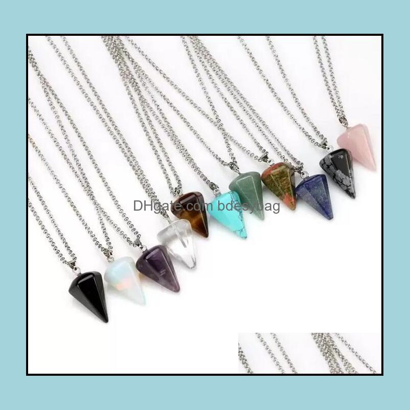 Pendant Necklaces Pendants Jewelry Natural Gemstone Necklace Crystal Healing Chakra Reiki Stone Hexagonal Prisme Cone Pendum Charm For Wom
Pendant Necklaces Pendants Jewelry Natural Gemstone Necklace Crystal Healing Chakra Reiki Stone Hexagonal Prisme Cone Pendum Charm For Wom