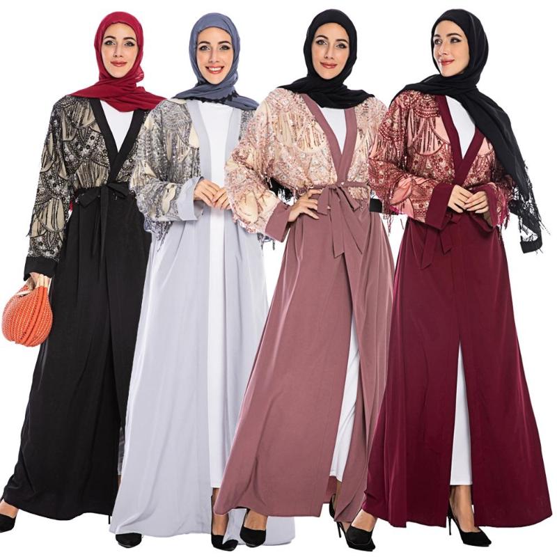 Ethnic Clothing Dubai Sequin Tassel Muslim Abaya Maxi Dress Open Cardigan Islamic Jilbab Robe Kimono Arab Patchwork Dresses With Belt Fashio
Ethnic Clothing Dubai Sequin Tassel Muslim Abaya Maxi Dress Open Cardigan Islamic Jilbab Robe Kimono Arab Patchwork Dresses With Belt Fashio