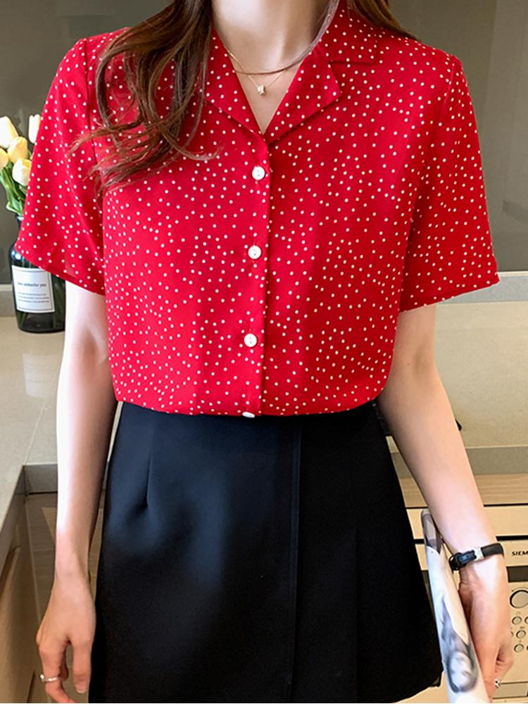 Women' Blouses & Shirts Print Polka Dot Tops Women Blouse 2022 Summer Notched Collar Short Sleeve Chiffon Womens Clothes Camisas De MujerWo, White
Women' Blouses & Shirts Print Polka Dot Tops Women Blouse 2022 Summer Notched Collar Short Sleeve Chiffon Womens Clothes Camisas De MujerWo, White