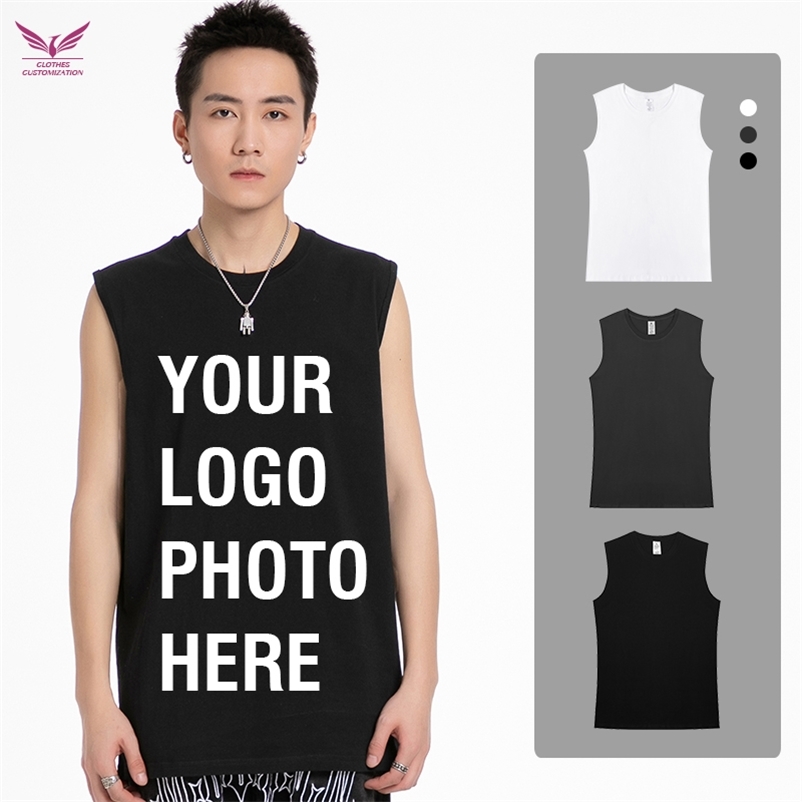 Kustom Kaus Tanpa Lengan Rompi Olahraga Pria Kustomisasi Kepribadian Bordir Tank Top Kebugaran Gym 220613