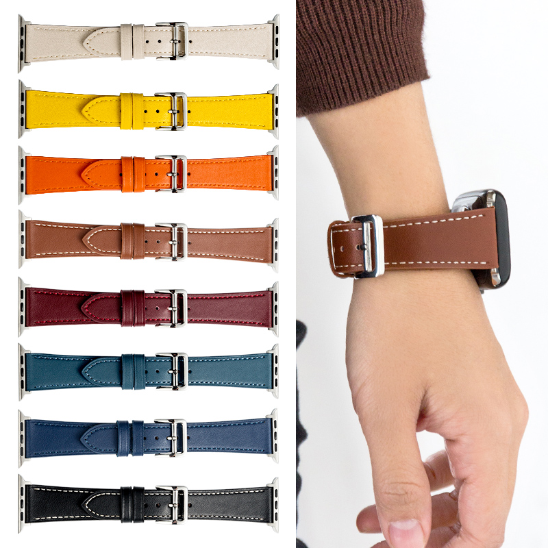 Factory Outlet For Watch Bands Business Leather Strap Men Ladies Universal iwatch Series 6 5 4 3 2 Black White Orange Yellow Blue 38 40 41 42 44 45mm
