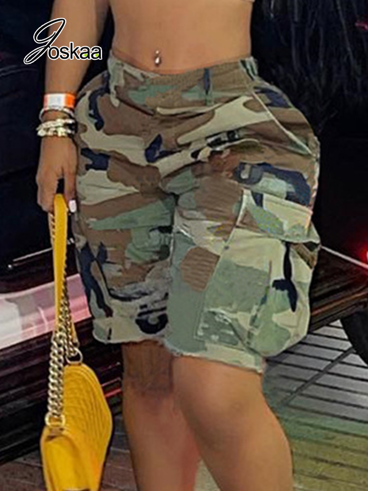 Joskaa Summer Casual High Waist Camouflage Pockets Sexy Woman Shorts For Women Short Jeans Pants Street Clothes 220527