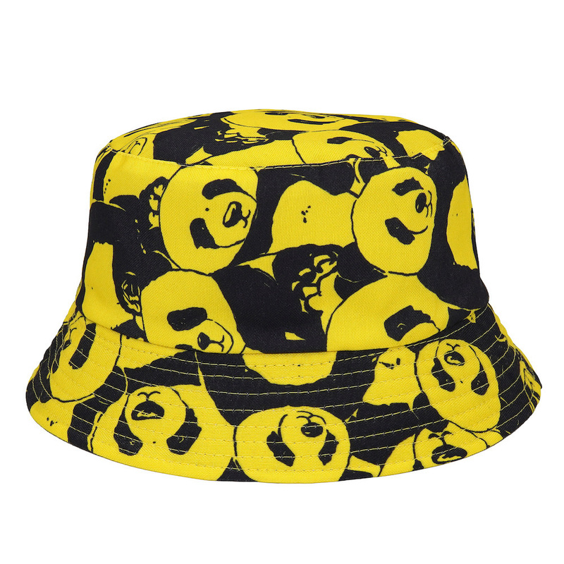 Bucket Hat For Men Women Cartoon Panda Black White Panama Fisherman Caps Summer Print Fishing Bucket Sun Hat 220511
