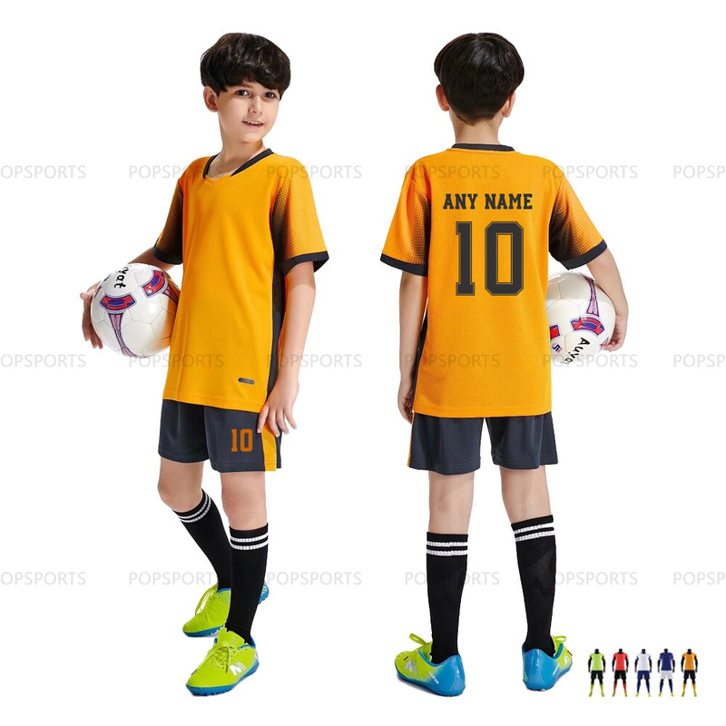 Custom Boys Football Jersey tracksuit DIY Kids Soccer Uniforms Sports Suit Orange/Red/White/Blue/Green 220615
Custom Boys Football Jersey tracksuit DIY Kids Soccer Uniforms Sports Suit Orange/Red/White/Blue/Green 220615