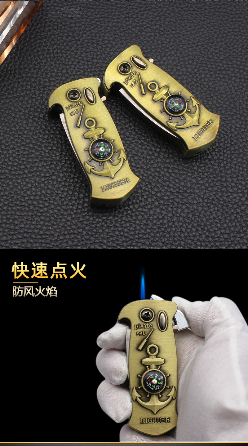 Creative Multifunctional Metal Knife Windproof Straight Jet Lighter Gas Inflatable Smoking Set Outdoor Tool Torch W260202