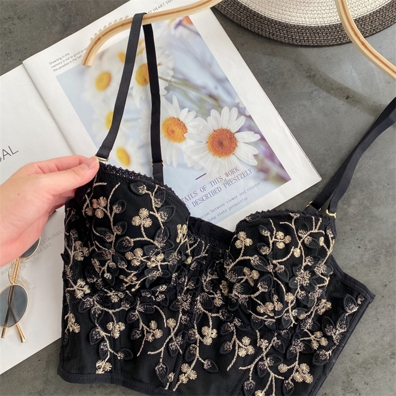 Dancing Halter Vest Women's Wear Ins Embroidery Underwear Fashion Sexy Sleeveless Bustier Crop Y1150 220316