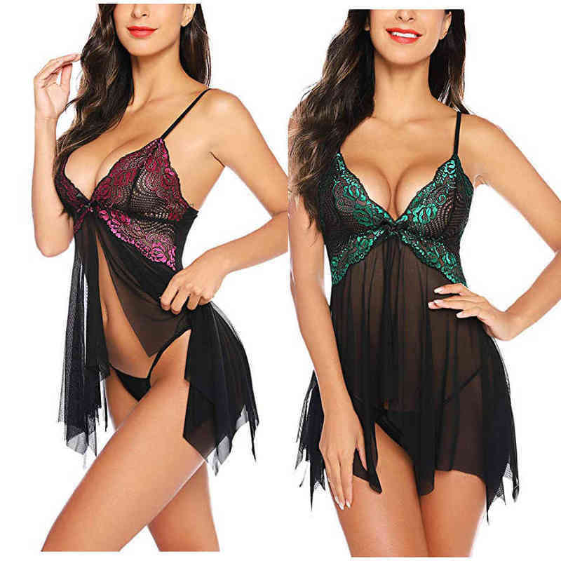 Nxy Sexy Underwear Roupa Interior Feminina Lingerie Sexy Vestido Ertico Transparente Renda Pijamas Camisola + Tanga Trajes De Sexo 0401
