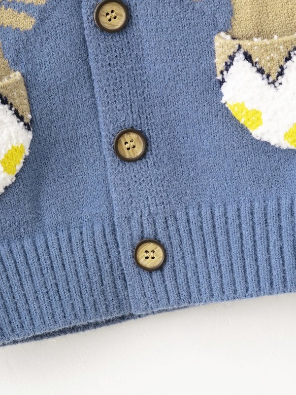 Toddler Boys Dinosaur Pattern Dual Pocket Button Front Cardigan SHE